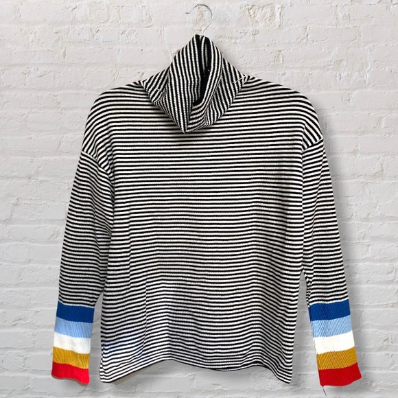 SHEIN Striped Turtleneck Sweater Rainbow Cuffs - Picture 1 of 4